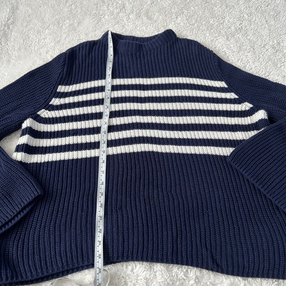 Gap Womens XXL Navy Cotton Striped Knit Sweater Preppy Costal Grandma Lake House - Picture 3 of 6